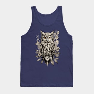 Wise Owl On Compass Design Tank Top